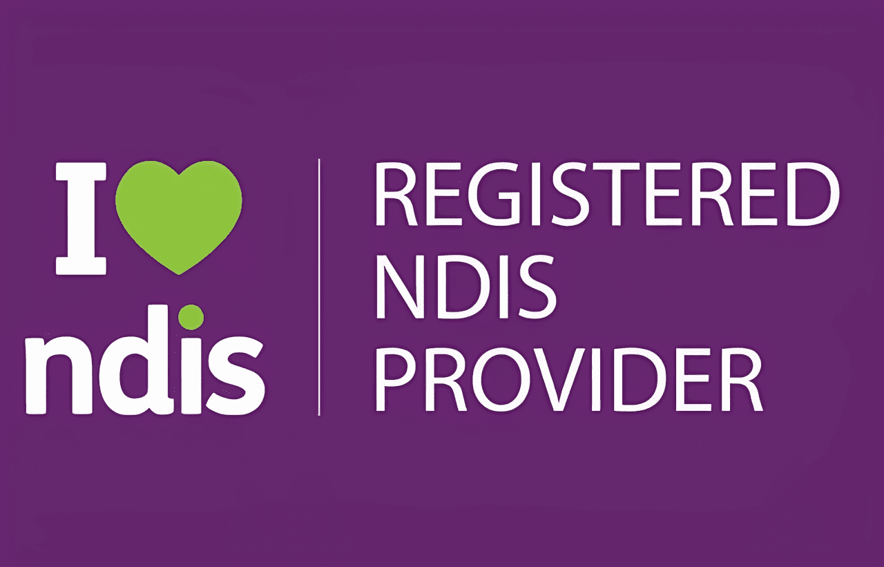 NDIS Registered Provider logo on purple background.