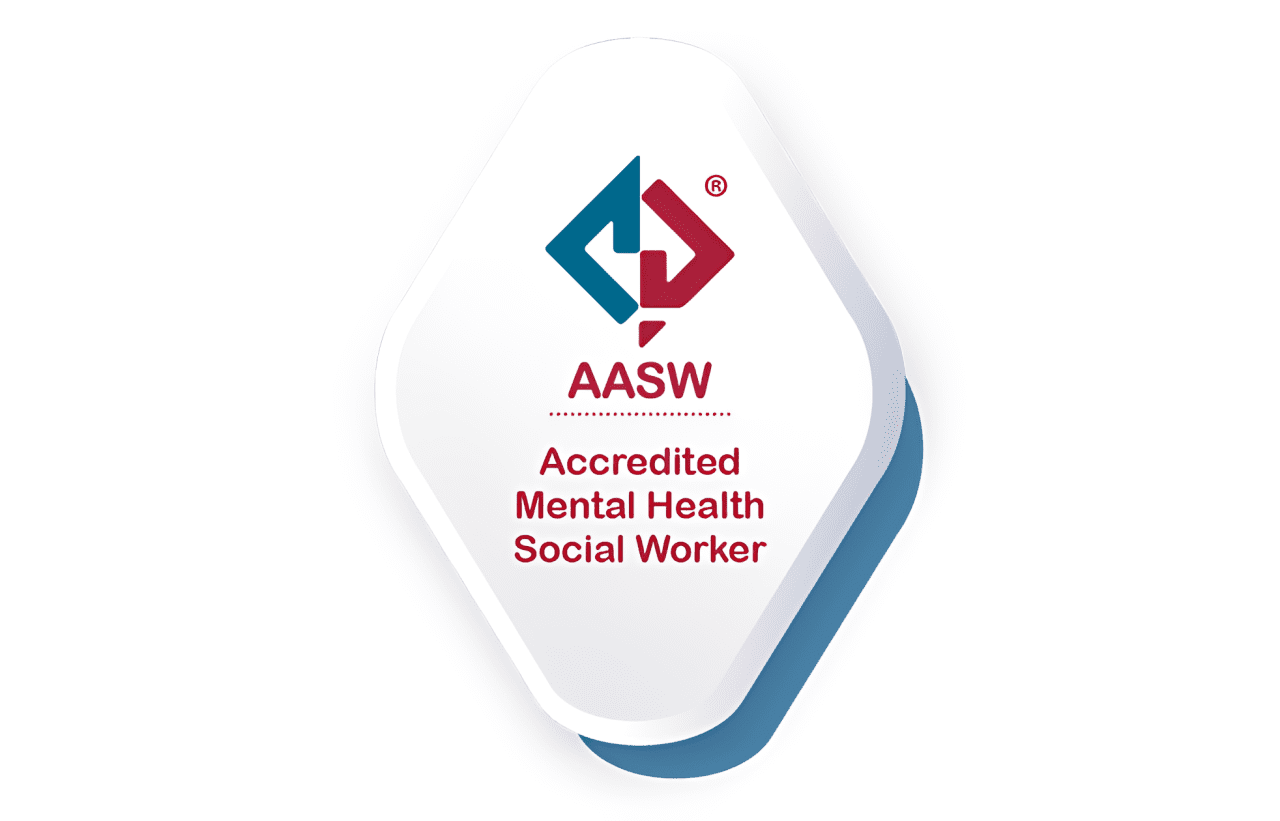 AASW Accredited Mental Health Social Worker badge.