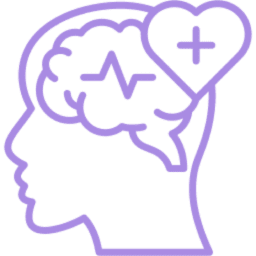 Silhouette with brain and heart symbol.